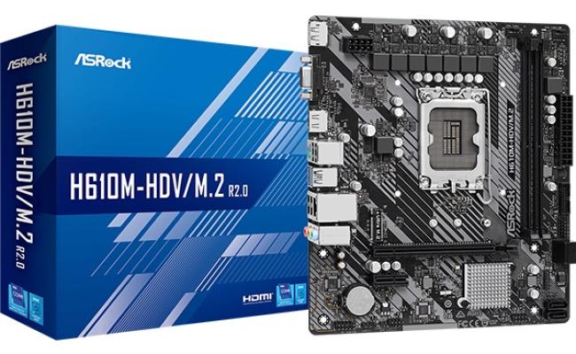 ASRock H610M-HDV/M.2 R2.0, Intel 13th 12th Series, LGA 1700/DDR4/PCIe 4.0/1xM.2 - mATX Gaming MotherBoard