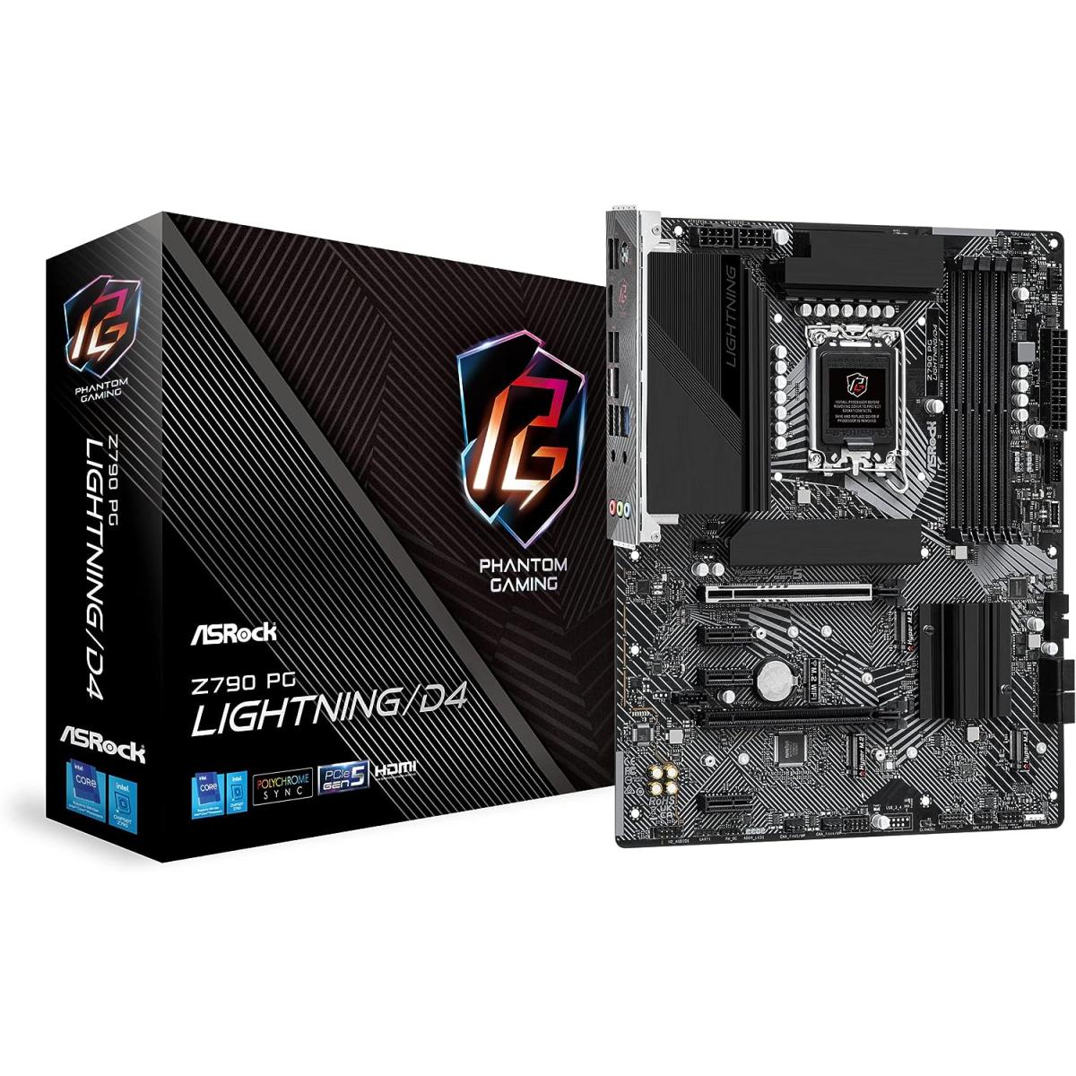 ASRock Z790 PG Lightning/D4, Intel 13th 12th Series, LGA 1700/DDR4/PCIe 5.0/4xM.2 - ATX Gaming MotherBoard