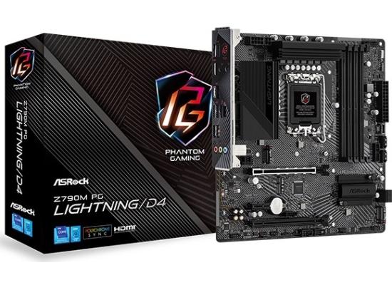ASRock Z790M PG Lightning/D4, Intel 13th 12th Series, LGA 1700/DDR4/PCIe 4.0/2xM.2 - mATX Gaming MotherBoard