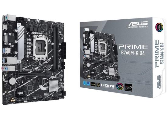 ASUS PRIME B760M-K, Intel 13th 12th Series, LGA 1700/DDR4/PCIe 4.0/2xM.2 - mATX Gaming MotherBoard