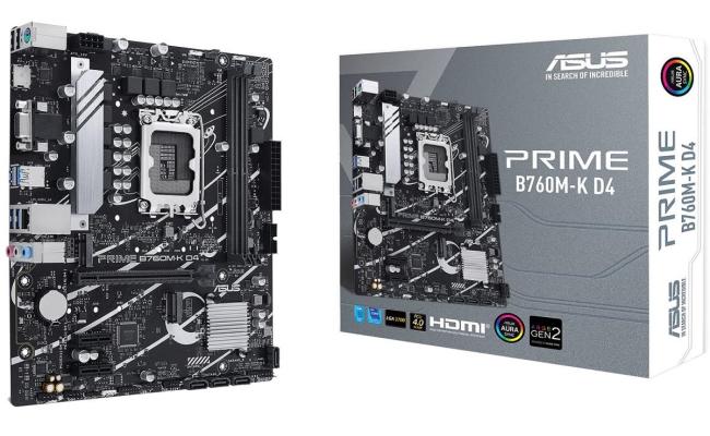 ASUS PRIME B760M-K, Intel 13th 12th Series, LGA 1700/DDR4/PCIe 4.0/2xM.2 - mATX Gaming MotherBoard