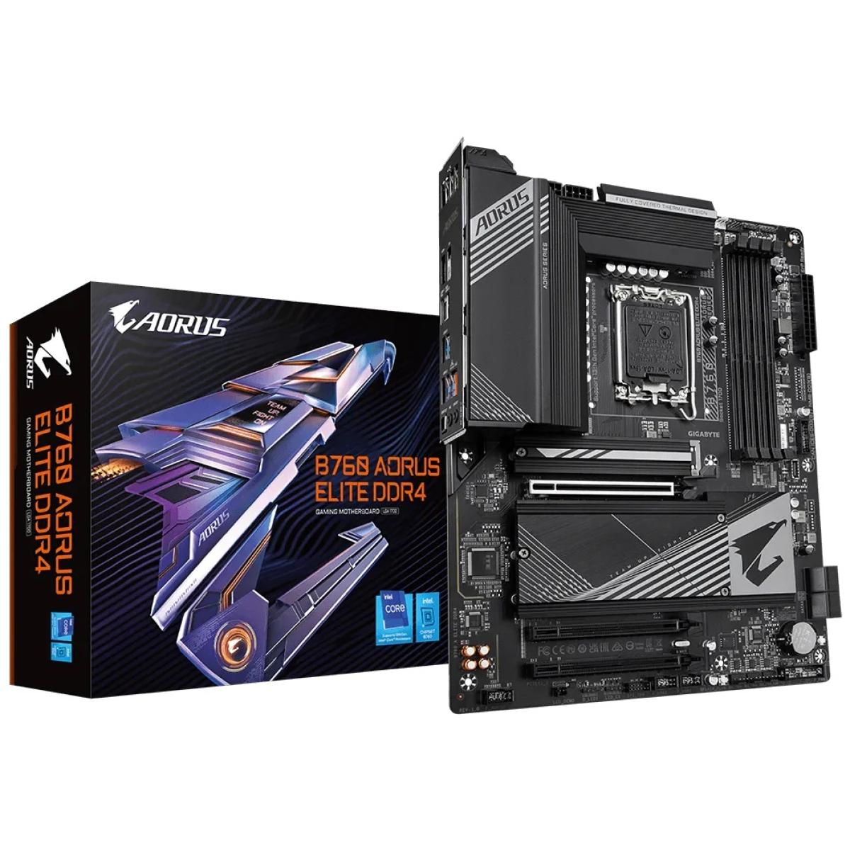 GIGABYTE B760 AORUS ELITE, Intel 13th 12th Series, LGA 1700/DDR4/PCIe 4.0/3xM.2 - ATX Gaming MotherBoard