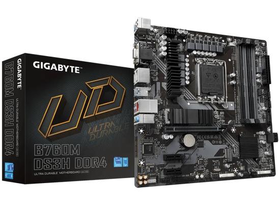GIGABYTE B760M DS3H, Intel 13th 12th Series, LGA 1700/DDR4/PCIe 4.0/2xM.2 - mATX Gaming MotherBoard