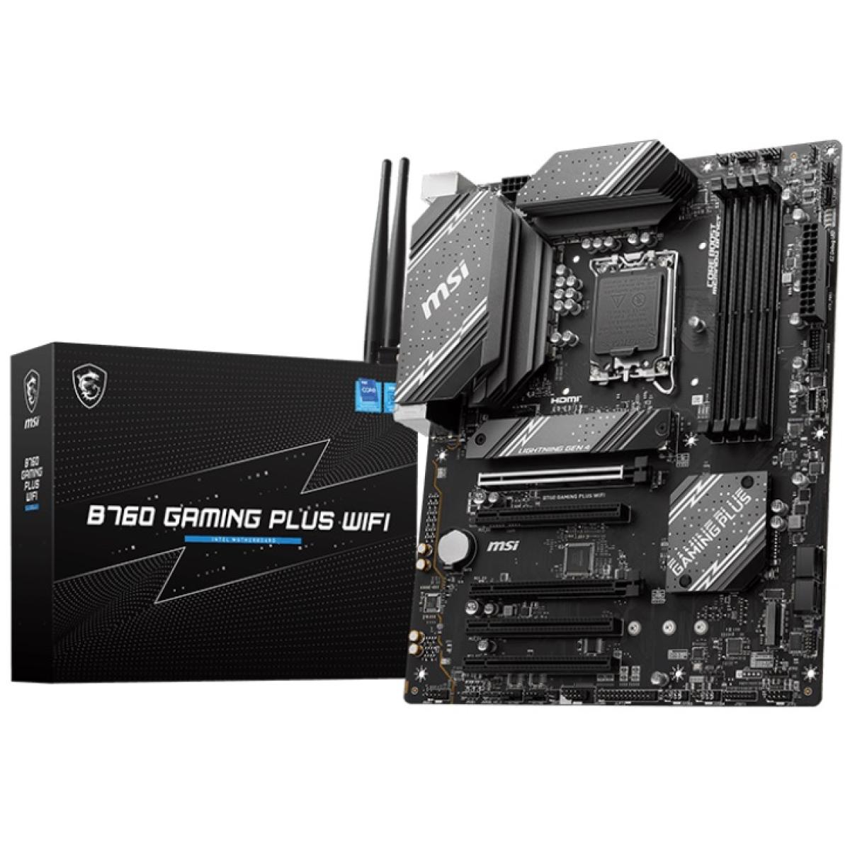 MSI B760 GAMING PLUS WIFI (WiFi 6E), Intel 13th 12th Series, LGA 1700/DDR5/PCIe 4.0/2xM.2 - ATX Gaming MotherBoard