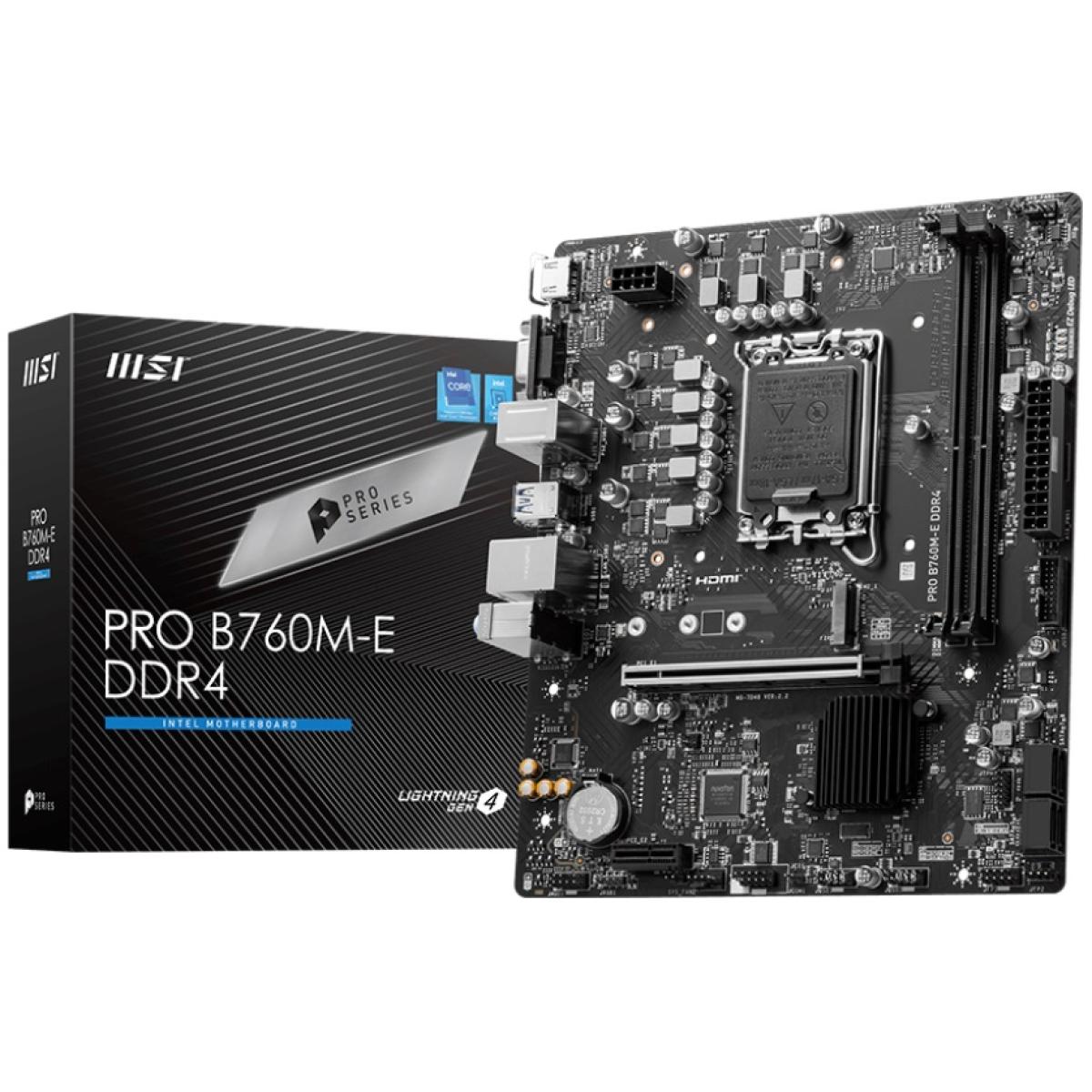 MSI PRO B760M-E, Intel 13th 12th Series, LGA 1700/DDR4/PCIe 4.0/1xM.2 - mATX Gaming MotherBoard