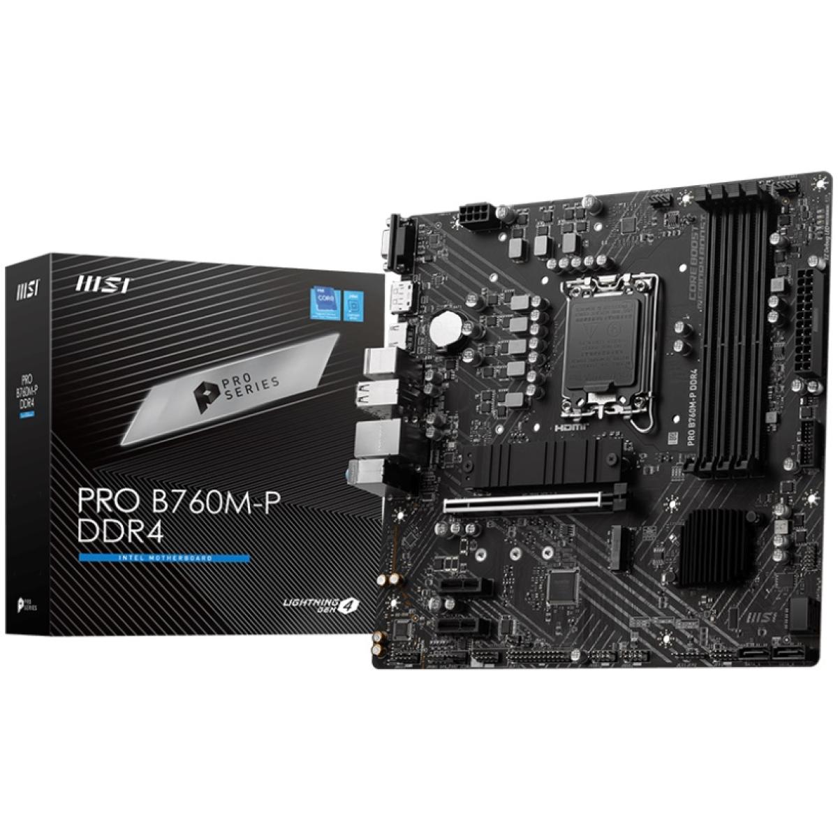 MSI PRO B760M-P, Intel 13th 12th Series, LGA 1700/DDR4/PCIe 4.0/2xM.2 - mATX Gaming MotherBoard