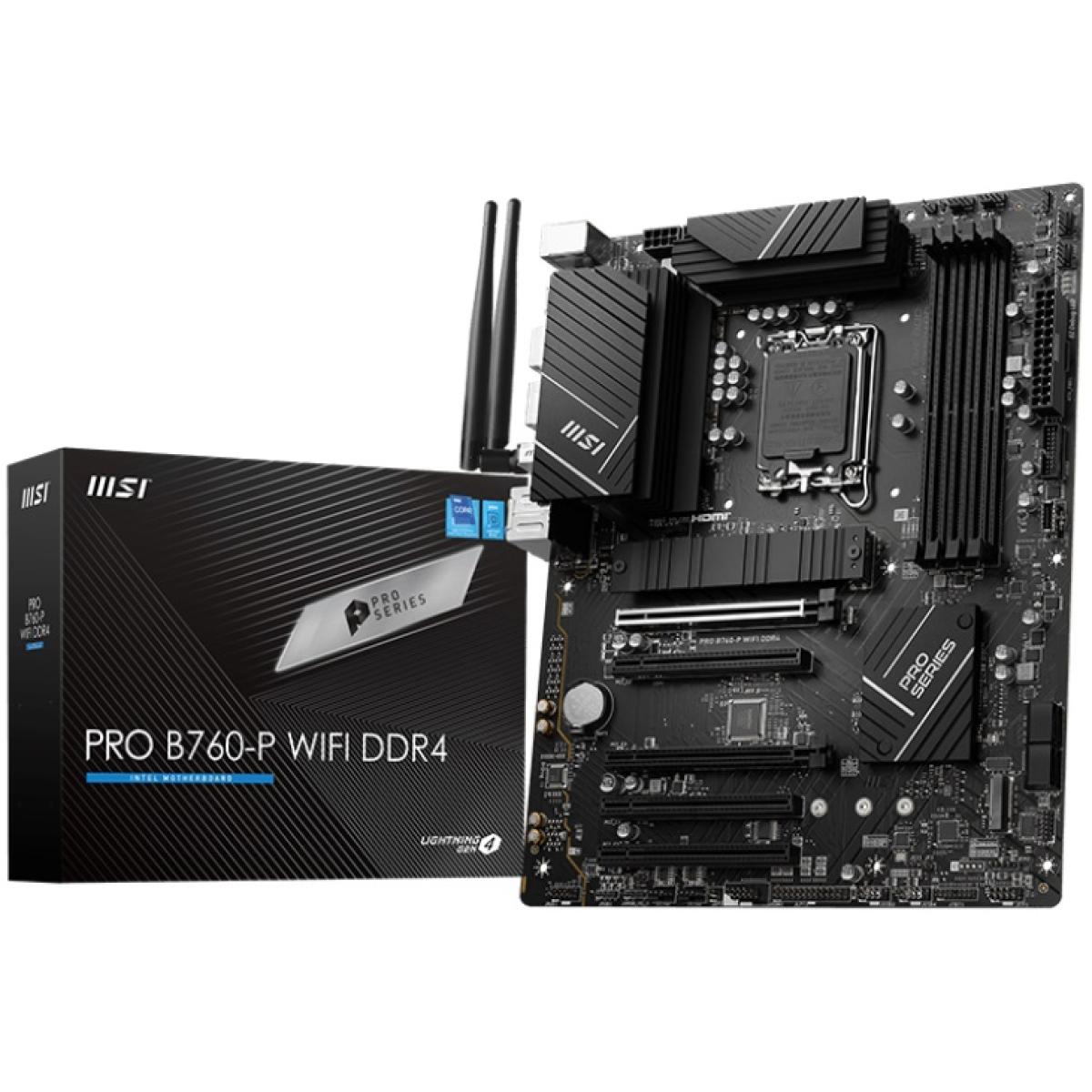 MSI PRO B760-P WIFI (WiFi 6E), Intel 13th 12th Series, LGA 1700/DDR4/PCIe 4.0/2xM.2 - ATX Gaming MotherBoard