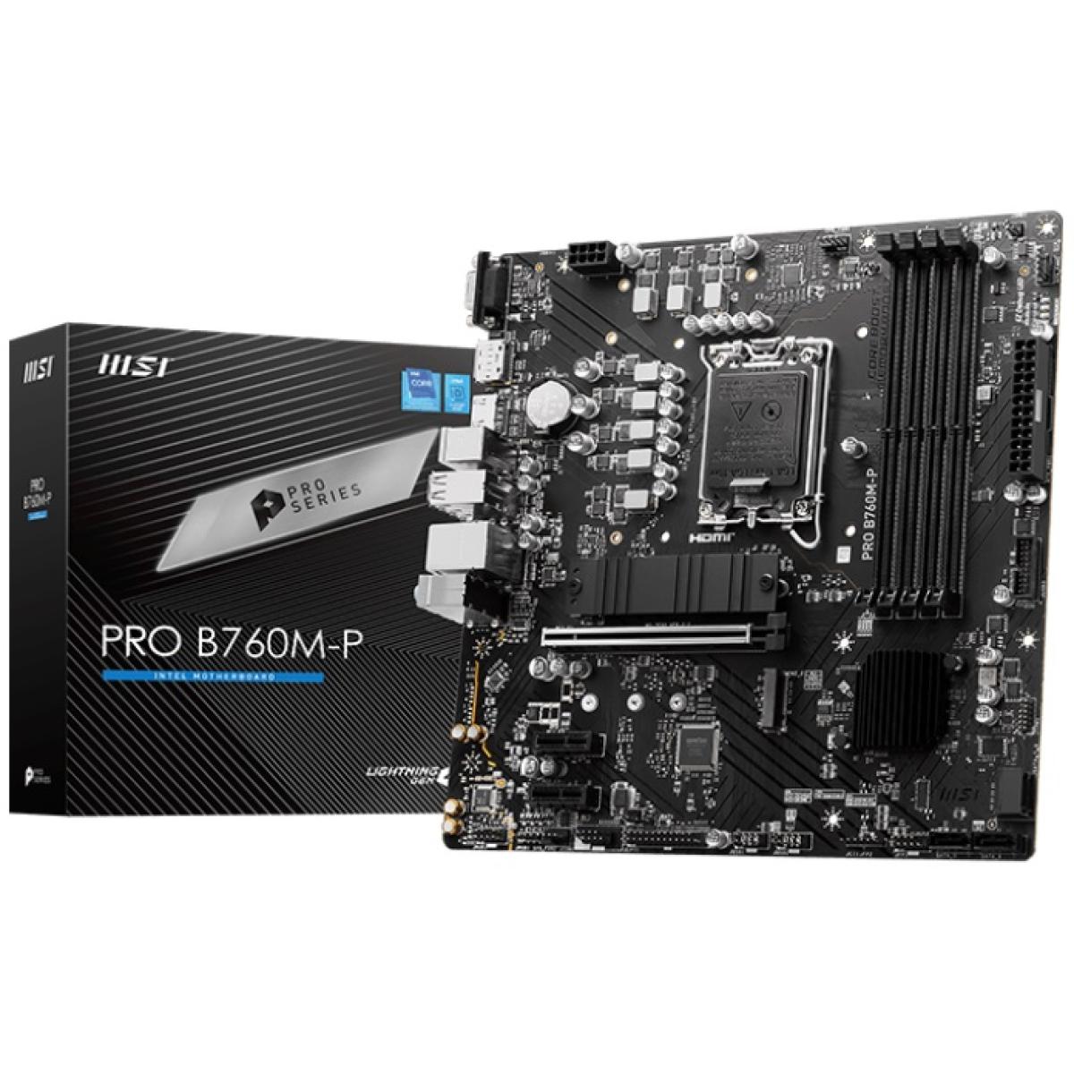 MSI PRO B760M-P, Intel 13th 12th Series, LGA 1700/DDR5/PCIe 4.0/2xM.2 - mATX Gaming MotherBoard