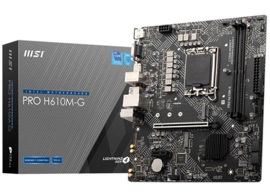 MSI PRO H610M-G DDR5 LGA 1700 Intel 12th PCIe 4.0 USB 3.2 Gen1 M.2 mATX Motherboard