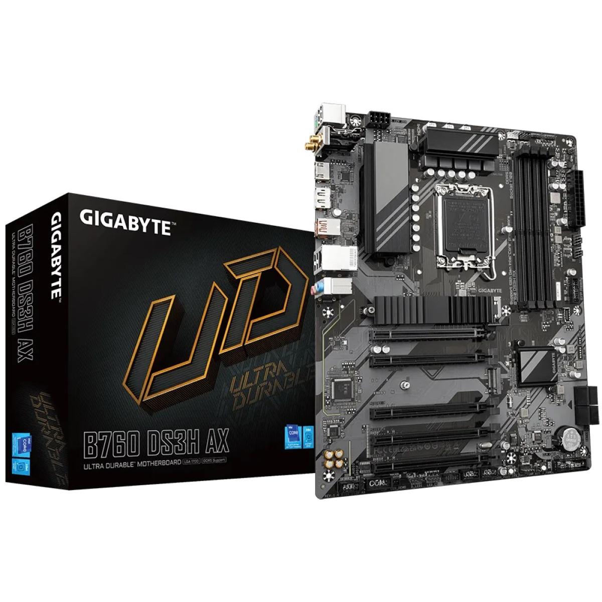 GIGABYTE B760 DS3H AX (WiFi 6E), Intel 13th 12th Series, LGA 1700/DDR5/PCIe 4.0/2xM.2 - ATX Gaming MotherBoard