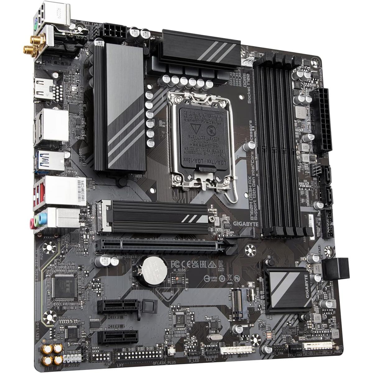 GIGABYTE B760M DS3H AX (WiFi 6E), Intel 13th 12th Series, LGA 1700/DDR5/PCIe 4.0/2xM.2 - mATX Gaming MotherBoard
