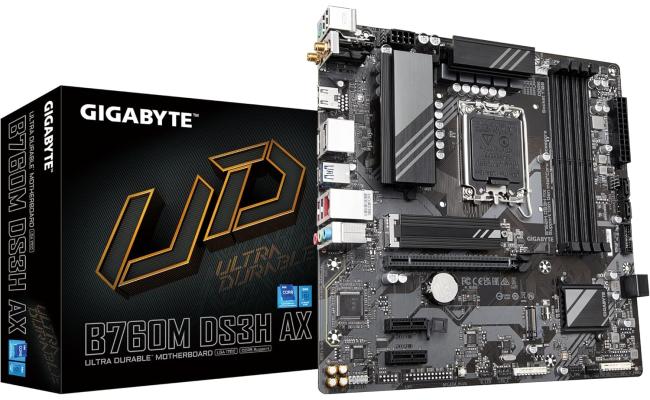 GIGABYTE B760M DS3H AX (WiFi 6E), Intel 13th 12th Series, LGA 1700/DDR5/PCIe 4.0/2xM.2 - mATX Gaming MotherBoard