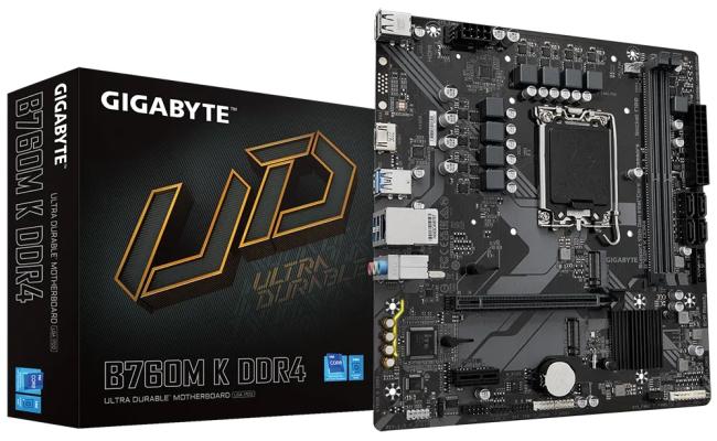 GIGABYTE B760M K, Intel 14th 13th 12th Series, LGA 1700/DDR4/PCIe 4.0/2xM.2 - mATX Gaming MotherBoard