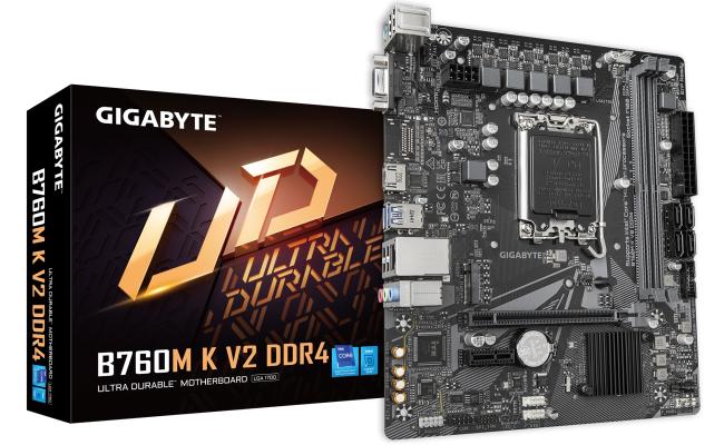 GIGABYTE B760M K V2, Intel 14th 13th 12th Series, LGA 1700/DDR4/PCIe 4.0/1xM.2 - mATX Gaming MotherBoard