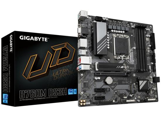 GIGABYTE B760M DS3H, Intel 14th 13th 12th Series, LGA 1700/DDR5/PCIe 4.0/2xM.2 - mATX Gaming MotherBoard