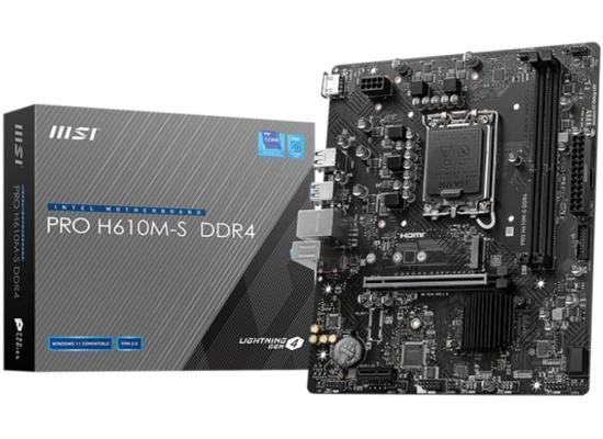 MSI PRO H610M-S, Intel 14th 13th 12th Series, LGA 1700/DDR4/PCIe 4.0/1xM.2 - mATX Gaming MotherBoard
