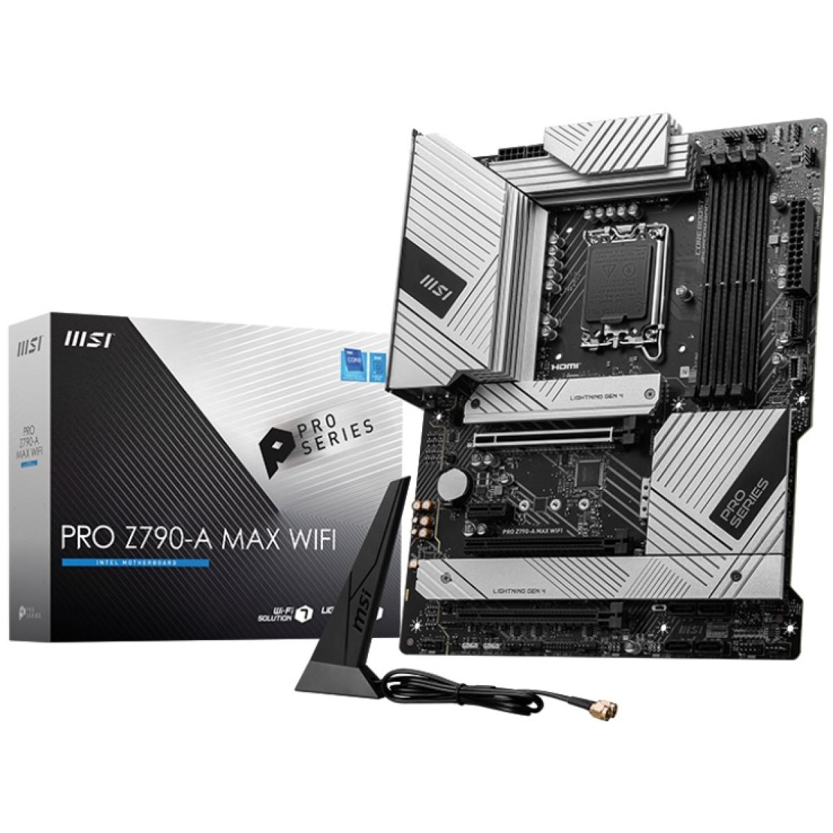 MSI PRO Z790-A MAX WIFI (Wi-Fi 7), Intel 14th 13th 12th Series, LGA 1700/DDR5/PCIe 5.0/4xM.2 - ATX Gaming MotherBoard