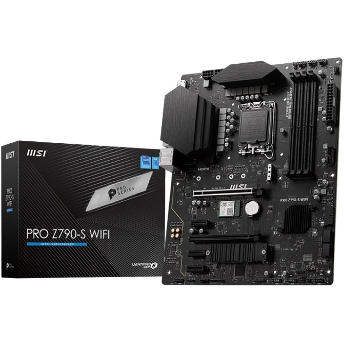 MSI PRO Z790-S WIFI (Wi-Fi 6E), Intel 14th 13th 12th Series, LGA 1700/DDR5/PCIe 5.0/2xM.2 - ATX Gaming MotherBoard