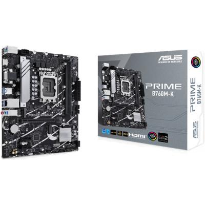 ASUS PRIME B760M-K, Intel 14th 13th 12th Series, LGA 1700/DDR5/PCIe 4.0/2xM.2 - mATX Gaming MotherBoard