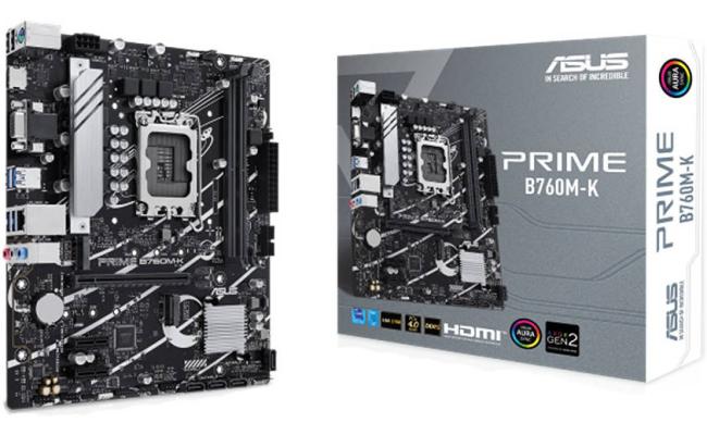 ASUS PRIME B760M-K, Intel 14th 13th 12th Series, LGA 1700/DDR5/PCIe 4.0/2xM.2 - mATX Gaming MotherBoard