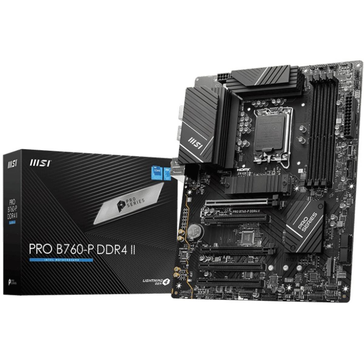 MSI PRO B760-P II, Intel 14th 13th 12th Series, LGA 1700/DDR4/PCIe 4.0/2xM.2 - ATX Gaming MotherBoard