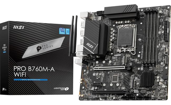 MSI PRO B760M-A (Wi-Fi 6E), Intel 14th 13th 12th Series, LGA 1700/DDR5/PCIe 4.0/2xM.2 - mATX Gaming MotherBoard