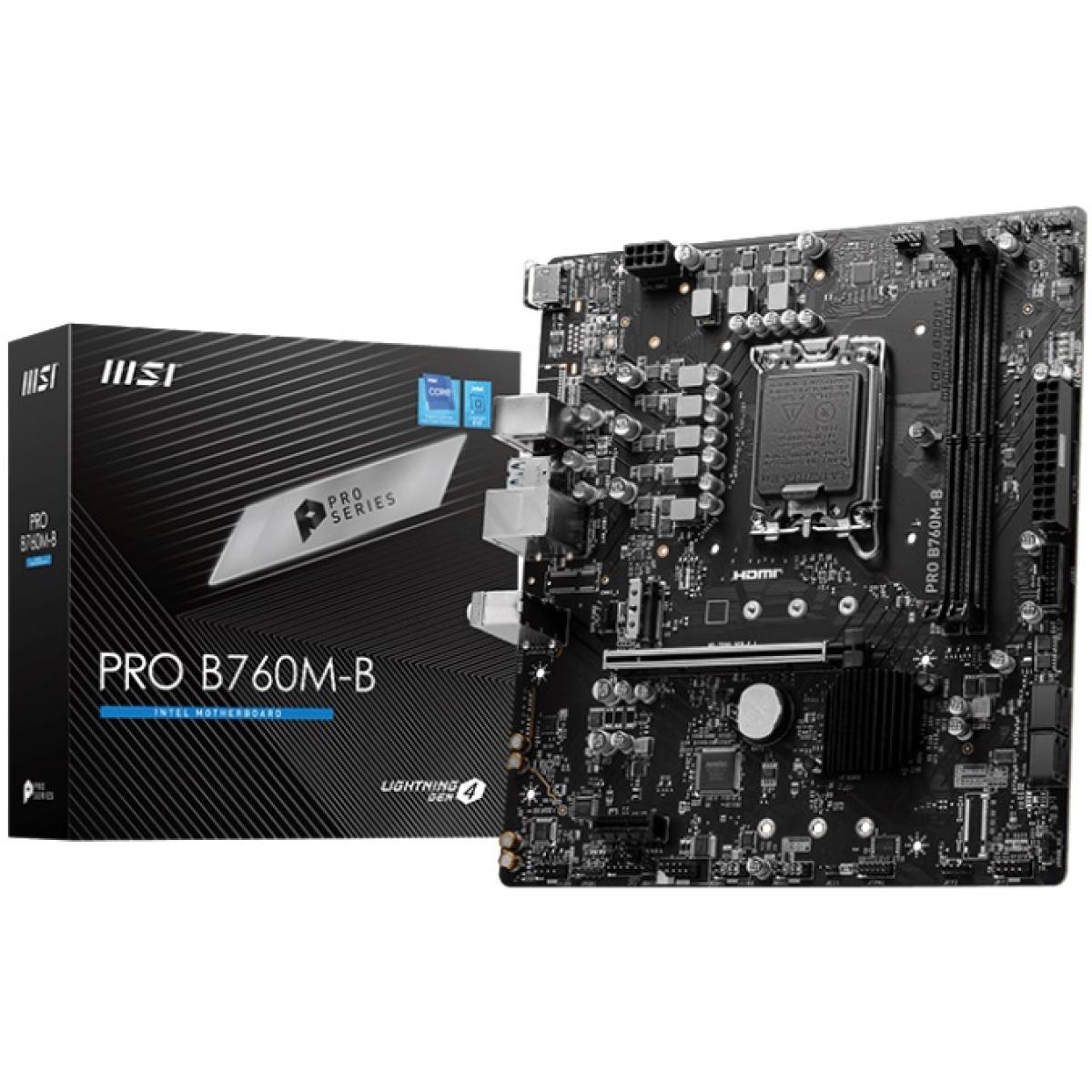 MSI PRO B760M-B, Intel 14th 13th 12th Series, LGA 1700/DDR5/PCIe 4.0/1xM.2 - mATX Gaming MotherBoard