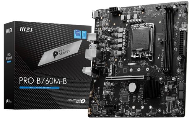 MSI PRO B760M-B, Intel 14th 13th 12th Series, LGA 1700/DDR5/PCIe 4.0/1xM.2 - mATX Gaming MotherBoard