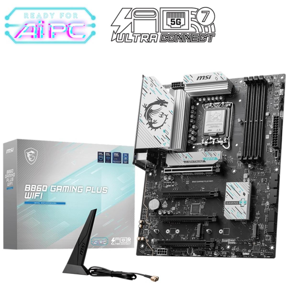 MSI B860 GAMING PLUS WIFI (Wi-Fi 7) Intel Core Ultra (Series 2), LGA 1851/DDR5/PCIe 5.0/3xM.2 - ATX Gaming MotherBoard