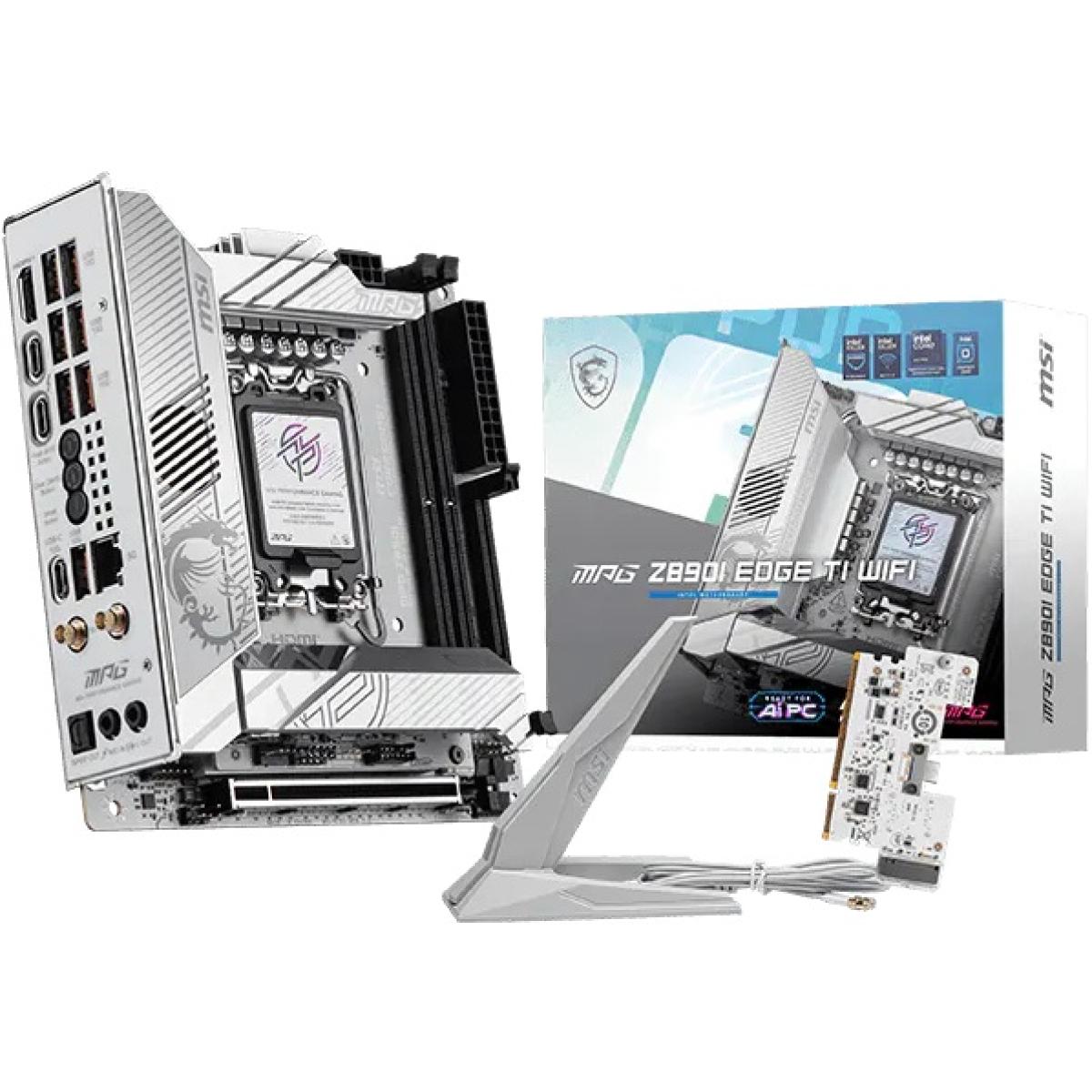 MSI MPG Z890I EDGE TI WIFI (Wi-Fi 7), Intel Core Ultra (Series 2), LGA 1851/DDR5/PCIe 5.0/4xM.2 - Mini-ITX Gaming MotherBoard