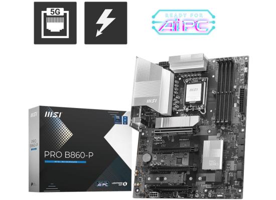 MSI PRO B860-P Intel Core Ultra (Series 2), LGA 1851/DDR5/PCIe 5.0/3xM.2 - ATX Gaming MotherBoard