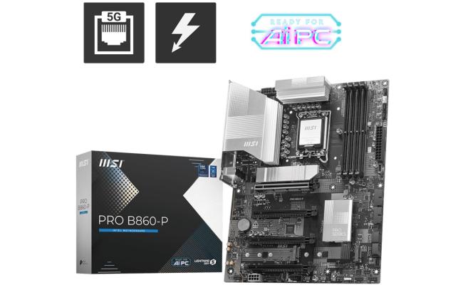 MSI PRO B860-P Intel Core Ultra (Series 2), LGA 1851/DDR5/PCIe 5.0/3xM.2 - ATX Gaming MotherBoard