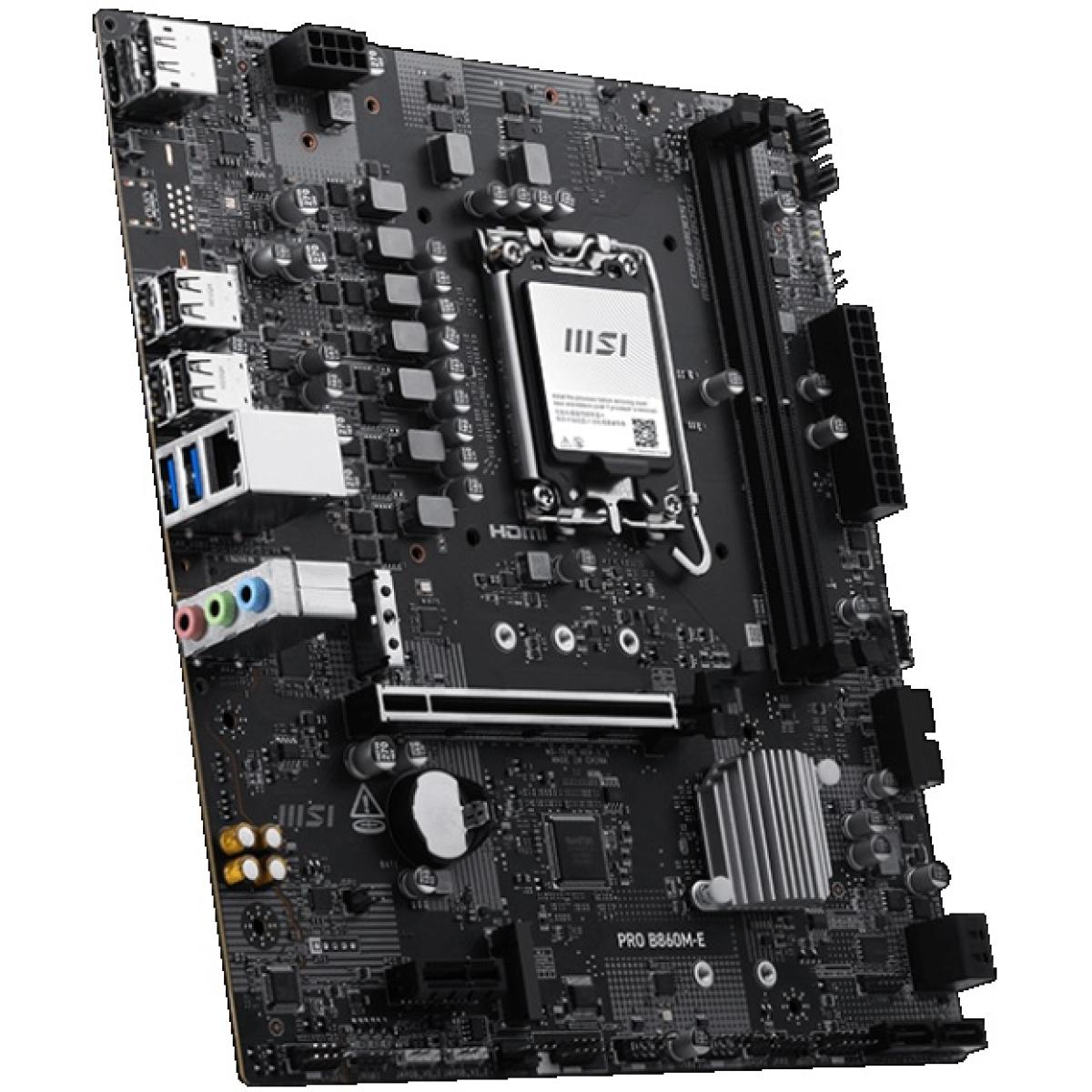 MSI PRO B860M-E, Intel Core Ultra (Series 2), LGA 1851/DDR5/PCIe 5.0/2xM.2 - mATX Gaming MotherBoard