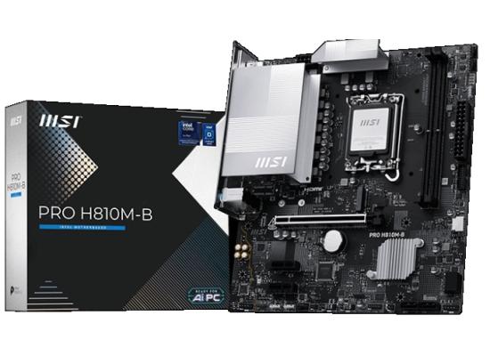 MSI PRO H810M-B, Intel Core Ultra (Series 2), LGA 1851/DDR5/PCIe 5.0/1xM.2 - mATX Gaming MotherBoard