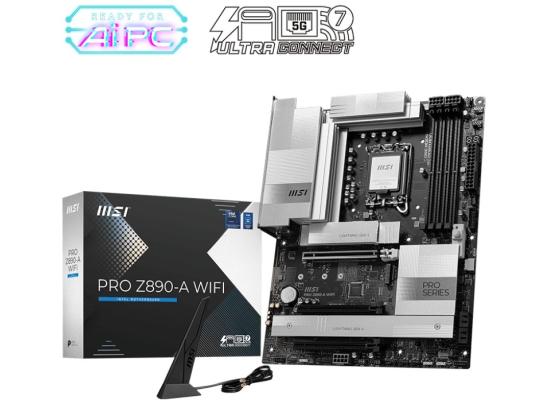 MSI PRO Z890-A WIFI (Wi-Fi 7), Intel Core Ultra (Series 2), LGA 1851/DDR5/PCIe 5.0/4xM.2 - ATX Gaming MotherBoard