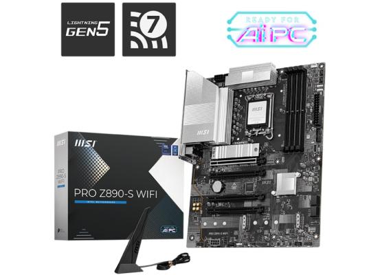 MSI PRO Z890-S WIFI (Wi-Fi 7), Intel Core Ultra (Series 2), LGA 1851/DDR5/PCIe 5.0/3xM.2 - ATX Gaming MotherBoard