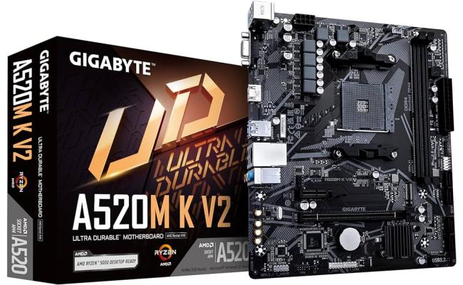 GIGABYTE A520M K V2 AMD AM4 RYZEN 5000, 4000, 3000 Series /DDR4/PCIe 3.0/1xM.2 - mATX Motherboard