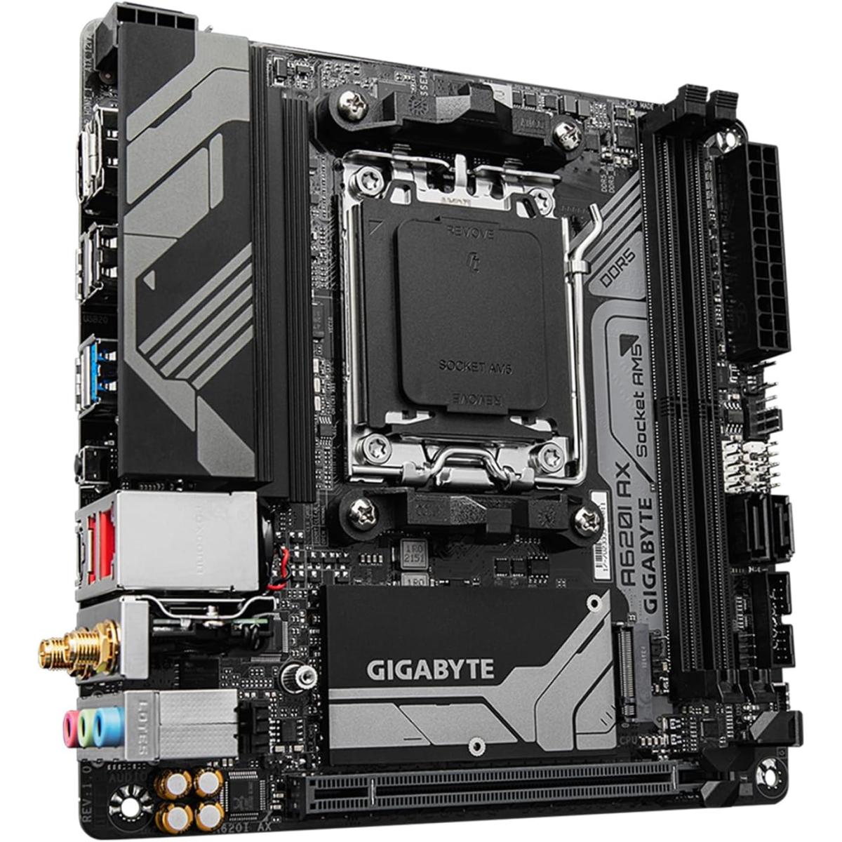 GIGABYTE A620I AX (Wi-Fi 6E) AMD RYZEN 7000 8000 9000 Series AM5/DDR5/PCIe 4.0/1xM.2 - Mini-ITX Gaming MotherBoard