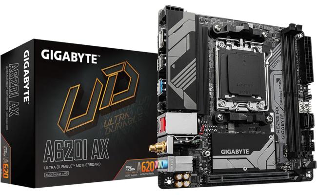 GIGABYTE A620I AX (Wi-Fi 6E) AMD RYZEN 7000 8000 9000 Series AM5/DDR5/PCIe 4.0/1xM.2 - Mini-ITX Gaming MotherBoard