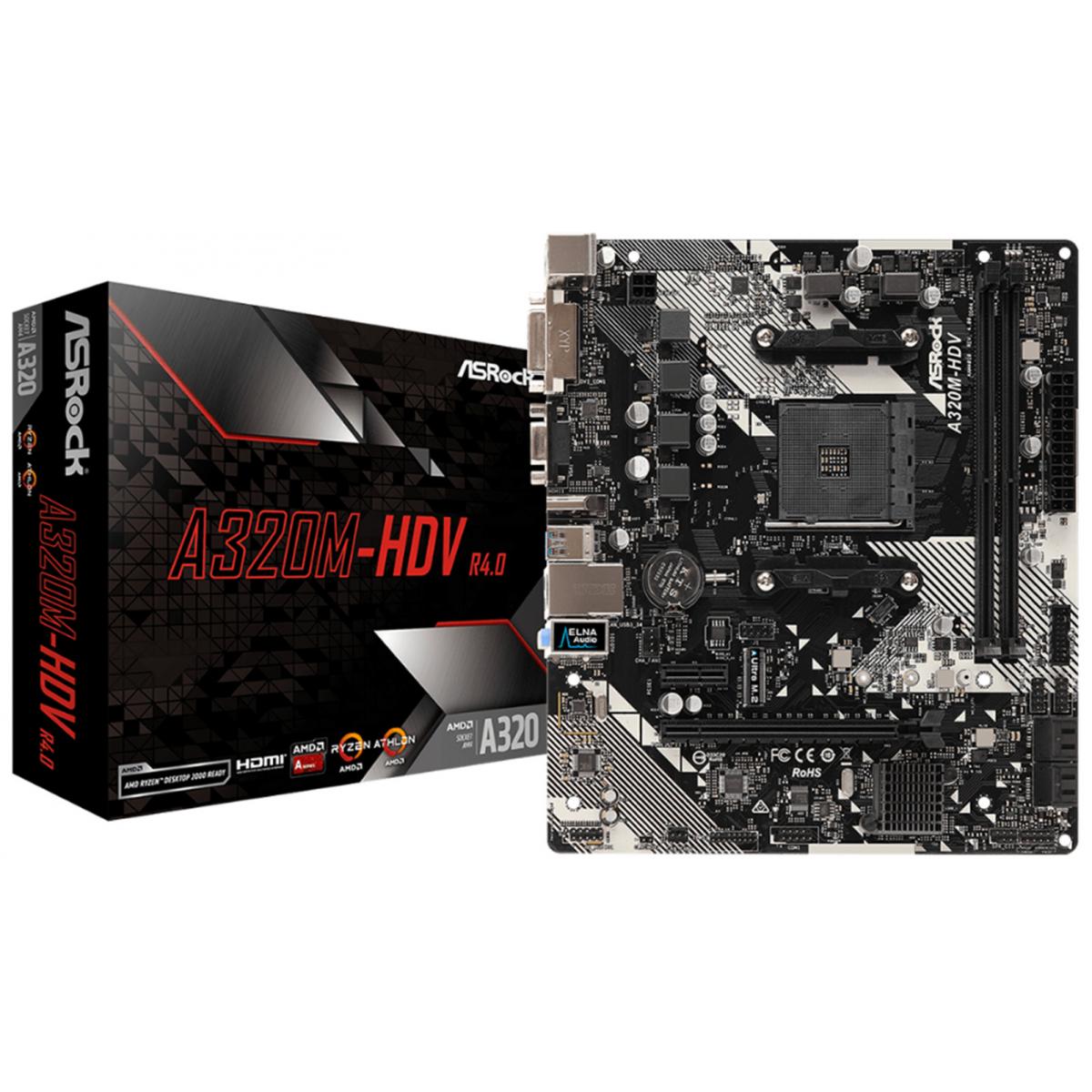ASRock AMD Ryzen A320M HDV R4.0 Micro ATX Motherboard ,AM4 Compatibilility