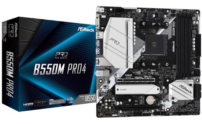 ASRock B550M Pro4, AMD RYZEN Processors, AM4/DDR4/PCIe 4.0/2xM.2 - mATX MotherBoard