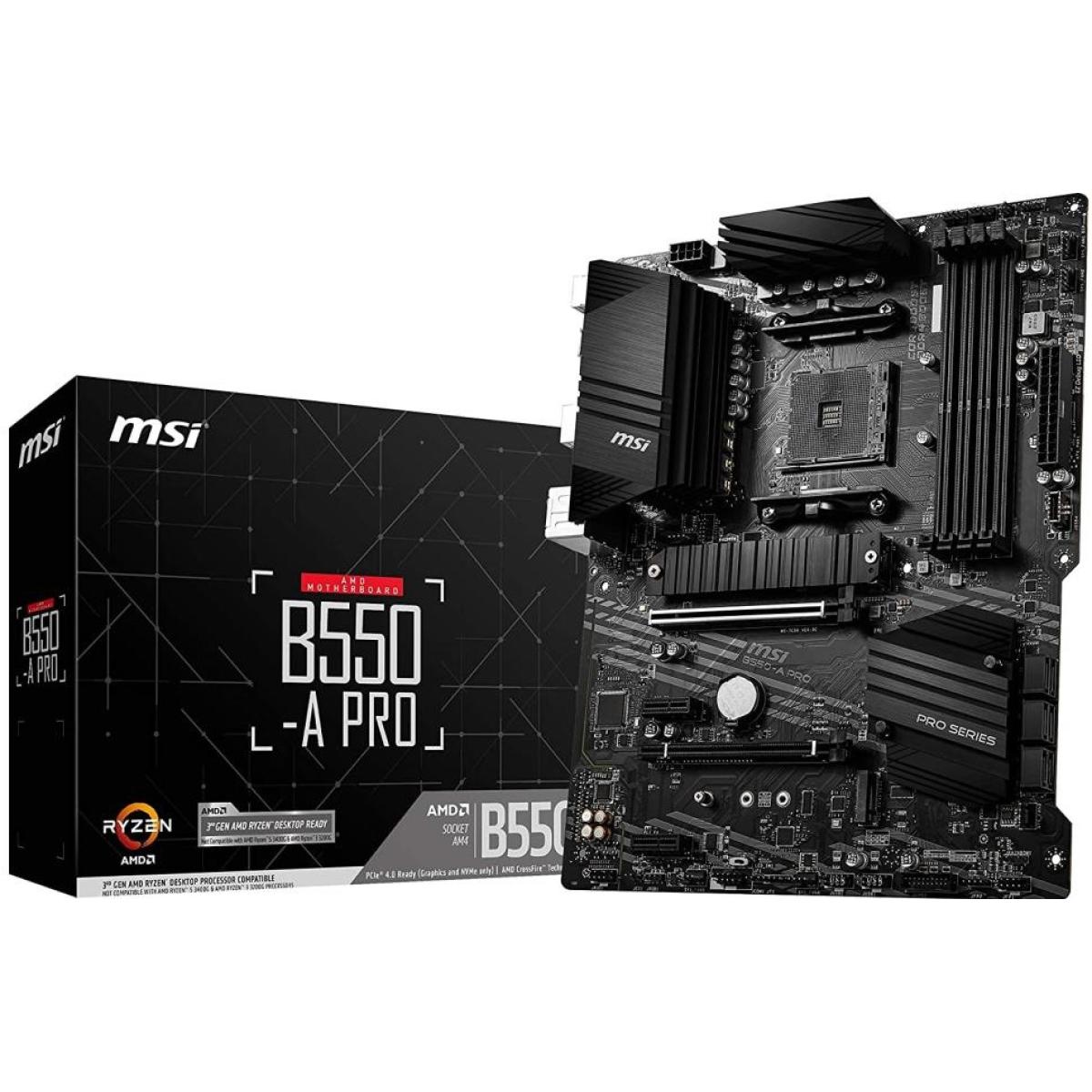 MSI B550-A PRO AMD AM4 RYZEN 5000, 4000, 3000 Series /DDR4/PCIe 4.0/2xM.2 - ATX Gaming Motherboard
