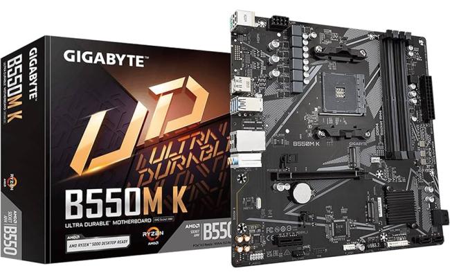 GIGABYTE B550M K AMD AM4 RYZEN 5000, 4000, 3000 Series /DDR4/PCIe 4.0/2xM.2 - mATX Motherboard