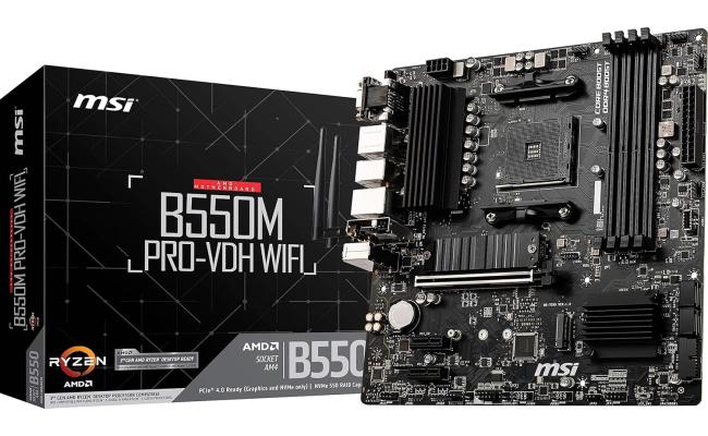 MSI B550M PRO-VDH WIFI, AMD AM4 RYZEN 5000, 4000, 3000 Series /DDR4/PCIe 4.0/2xM.2 - mATX Motherboard