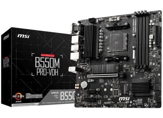 MSI B550M PRO-VDH, AMD AM4 RYZEN 5000, 4000, 3000 Series /DDR4/PCIe 4.0/2xM.2 - mATX Motherboard