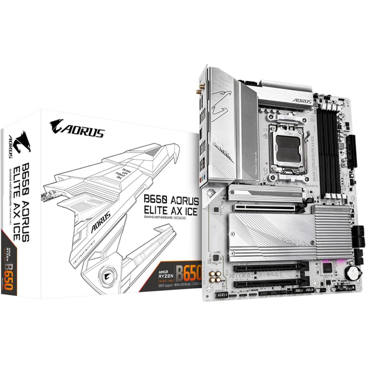 GIGABYTE B650 AORUS ELITE AX ICE (Wi-Fi 6E) AMD RYZEN 7000 Series AM5/DDR5/PCIe 4.0/3xM.2 - ATX Gaming MotherBoard