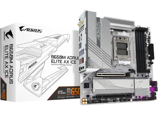 GIGABYTE B650M AORUS ELITE AX ICE (Wi-Fi 6E) AMD RYZEN 7000 Series AM5/DDR5/PCIe 4.0/2xM.2 - mATX Gaming MotherBoard