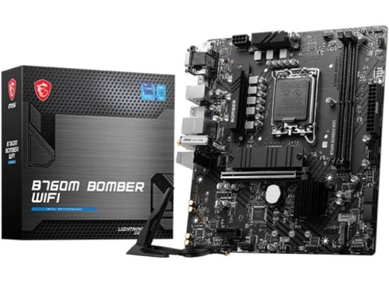 MSI B760M BOMBER Wi-Fi 6E, Intel 13th 12th Series, LGA 1700/DDR5/PCIe 4.0/2xM.2 - mATX Gaming MotherBoard