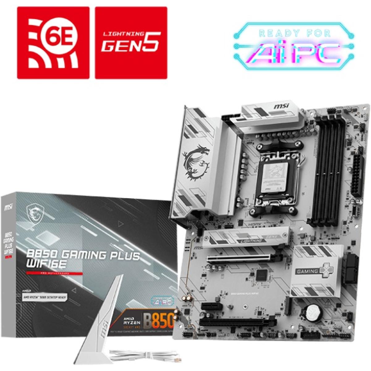 MSI B850 GAMING PLUS WIFI6E AMD RYZEN 7000 8000 9000 Series AM5/DDR5/PCIe 5.0/2xM.2 - ATX Gaming MotherBoard