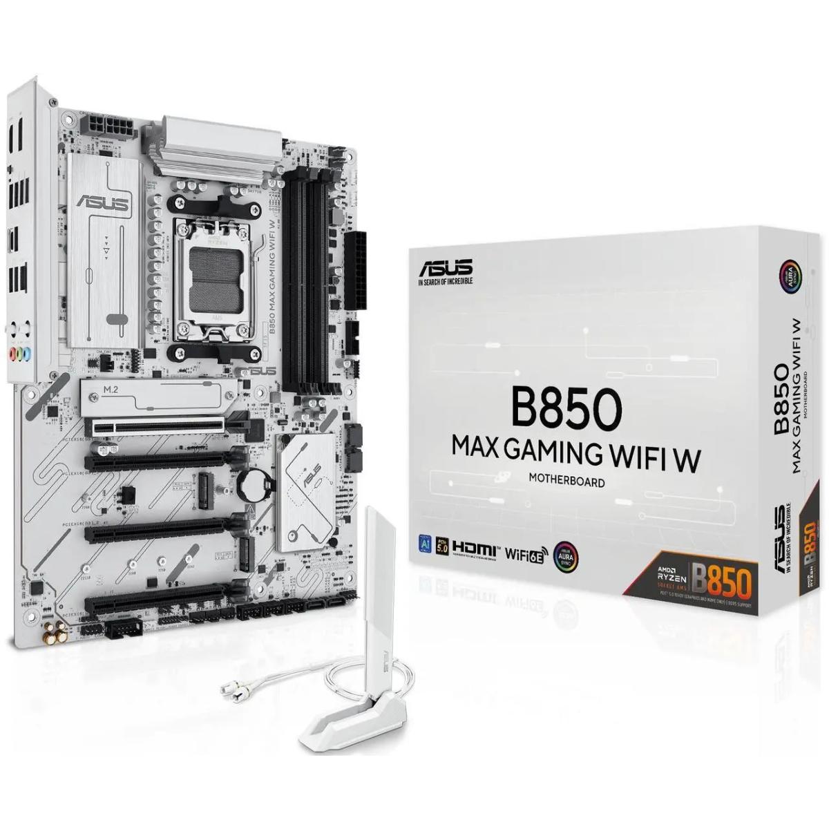 ASUS B850 MAX GAMING WIFI W (Wi-Fi 6E) AMD RYZEN 7000 8000 9000 Series AM5/DDR5/PCIe 5.0/3xM.2 - ATX Gaming MotherBoard